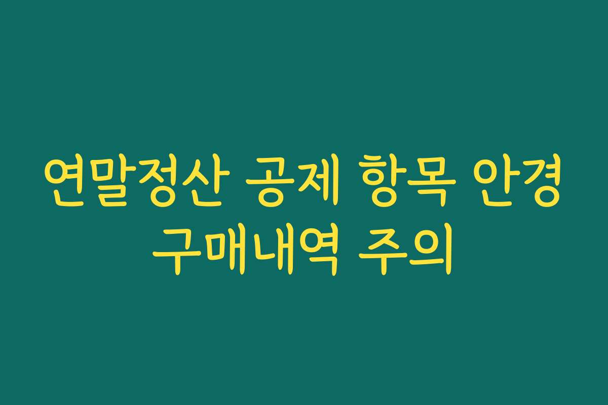 연말정산 공제 항목 안경구매내역 주의