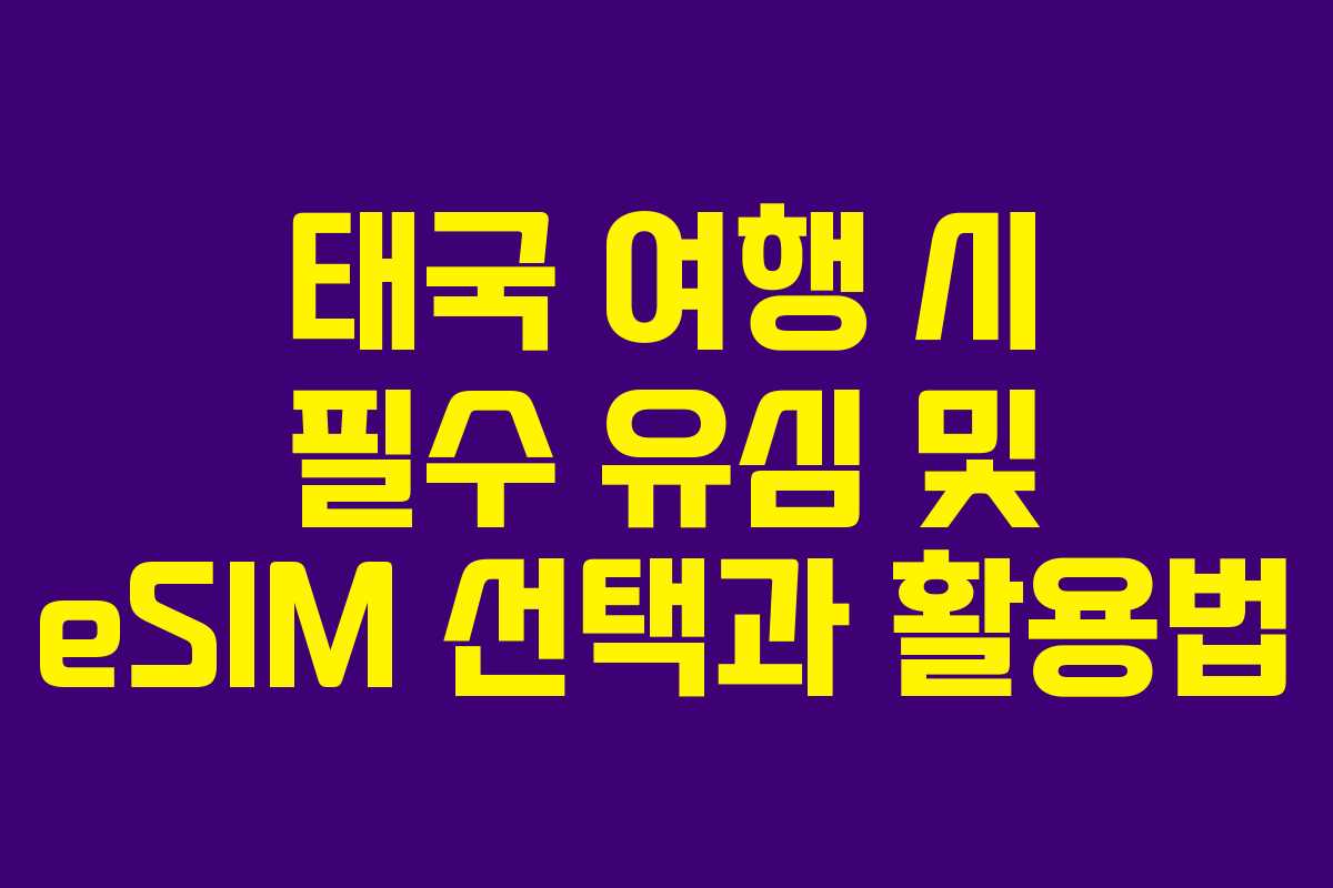 태국 여행 시 필수 유심 및 eSIM 선택과 활용법