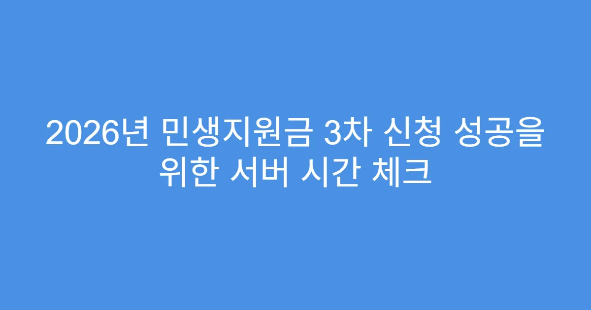 2026년 민생지원금 3차 신청 성공을 위한 서버 시간 체크