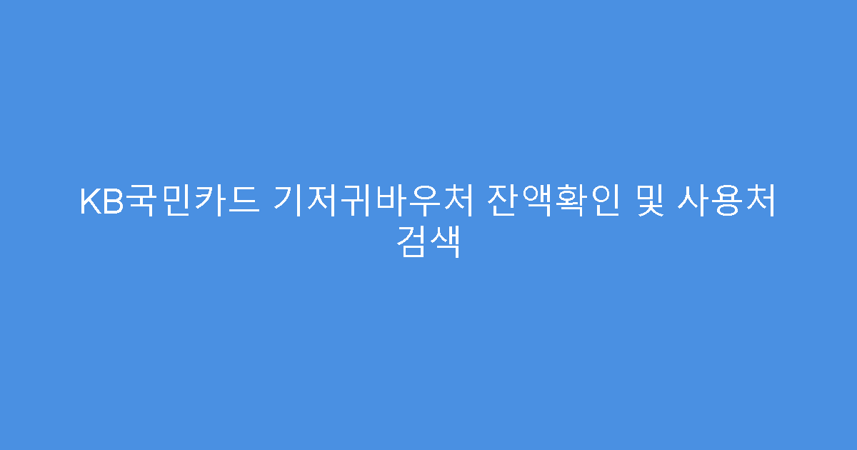KB국민카드 기저귀바우처 잔액확인 및 사용처 검색