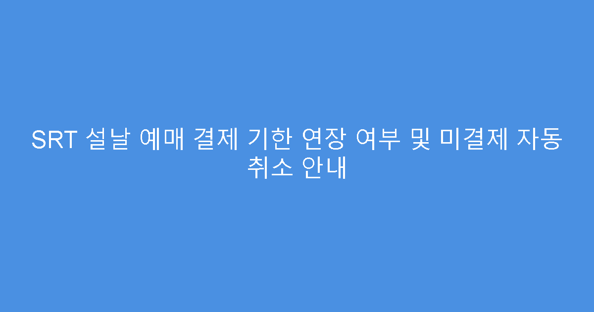 SRT 설날 예매 결제 기한 연장 여부 및 미결제 자동 취소 안내