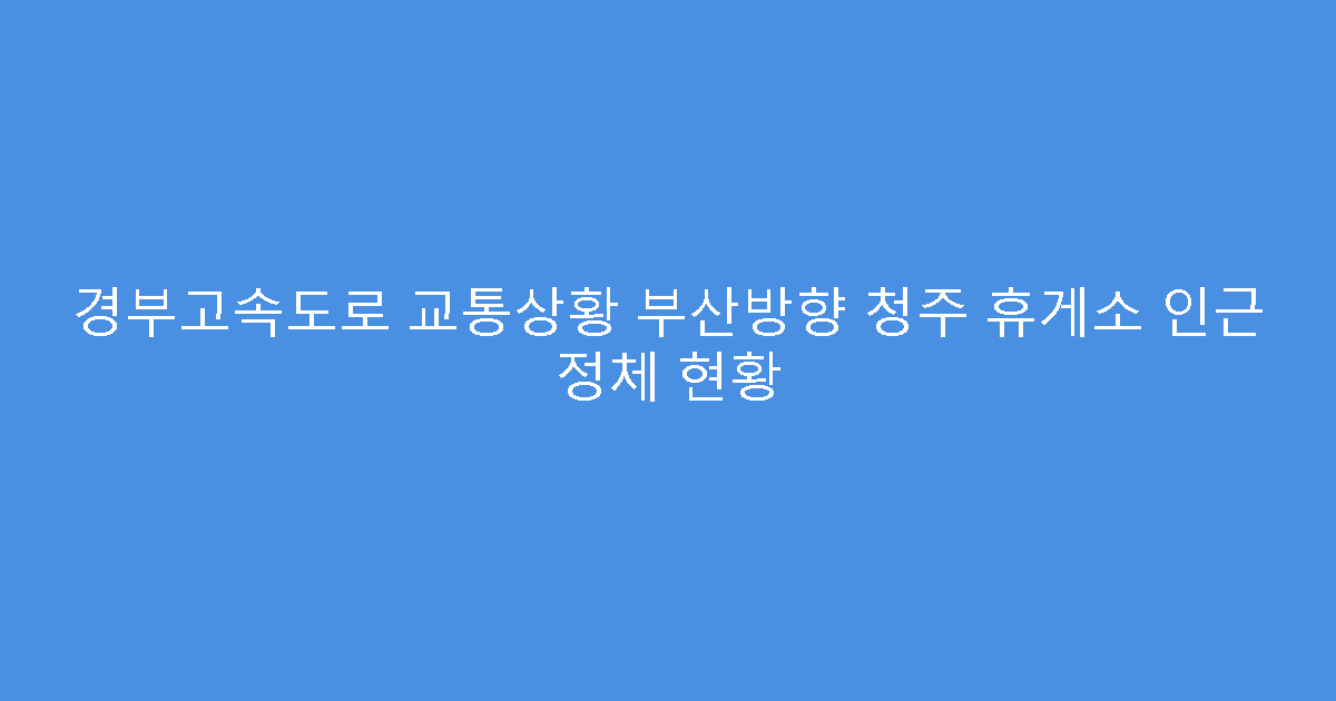 경부고속도로 교통상황 부산방향 청주 휴게소 인근 정체 현황