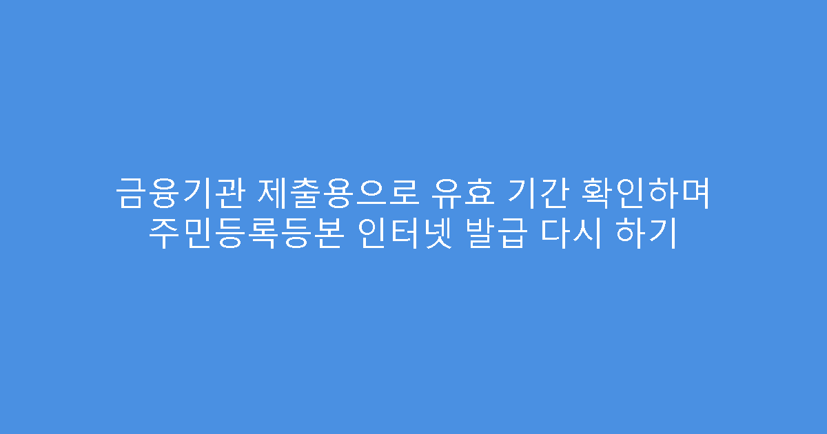 금융기관 제출용으로 유효 기간 확인하며 주민등록등본 인터넷 발급 다시 하기