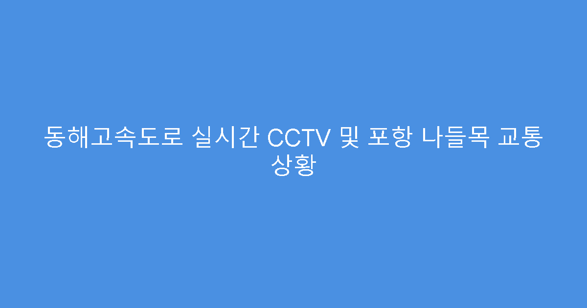 동해고속도로 실시간 CCTV 및 포항 나들목 교통 상황