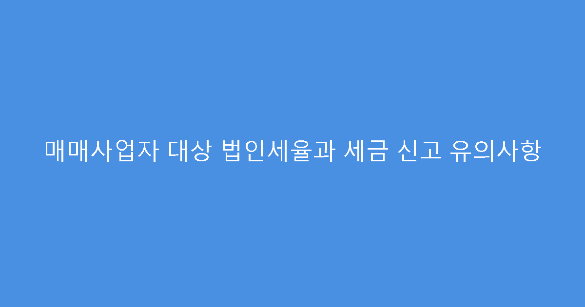 매매사업자 대상 법인세율과 세금 신고 유의사항