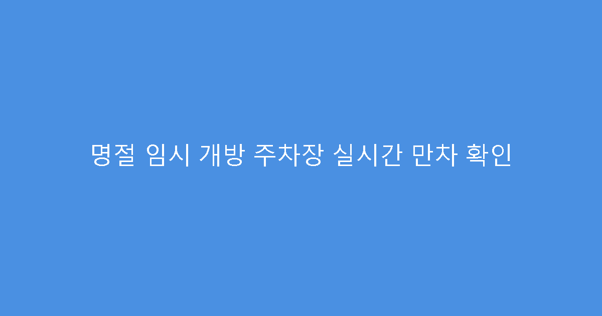 명절 임시 개방 주차장 실시간 만차 확인