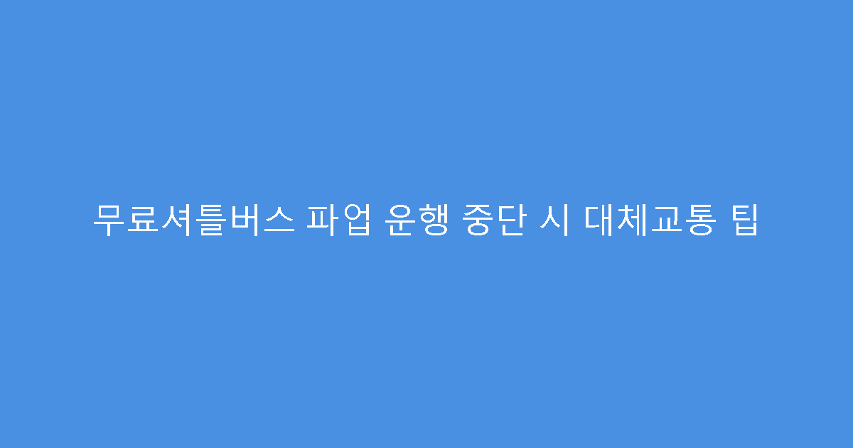 무료셔틀버스 파업 운행 중단 시 대체교통 팁