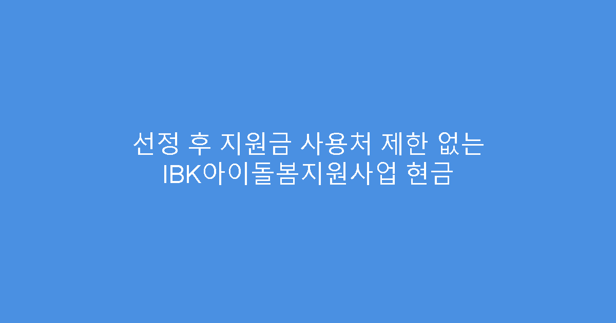 선정 후 지원금 사용처 제한 없는 IBK아이돌봄지원사업 현금