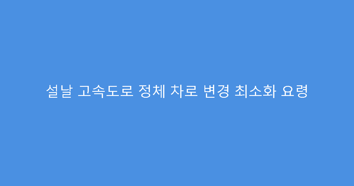 설날 고속도로 정체 차로 변경 최소화 요령