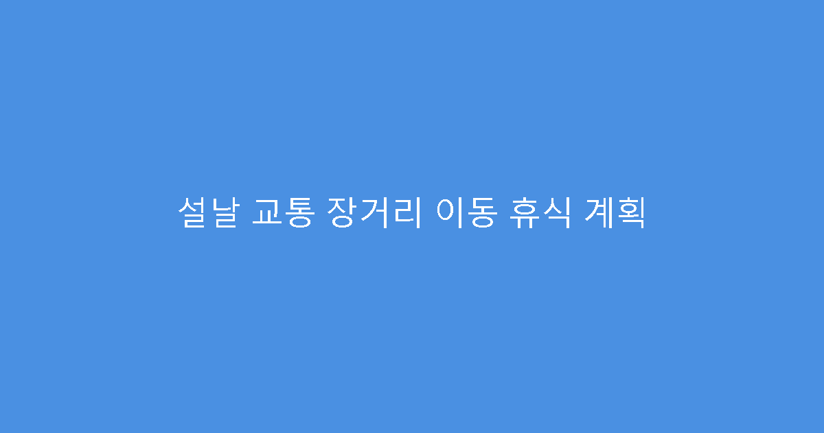 설날 교통 장거리 이동 휴식 계획