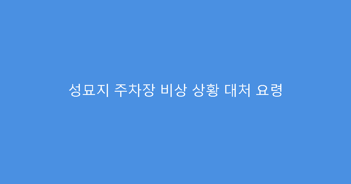 성묘지 주차장 비상 상황 대처 요령