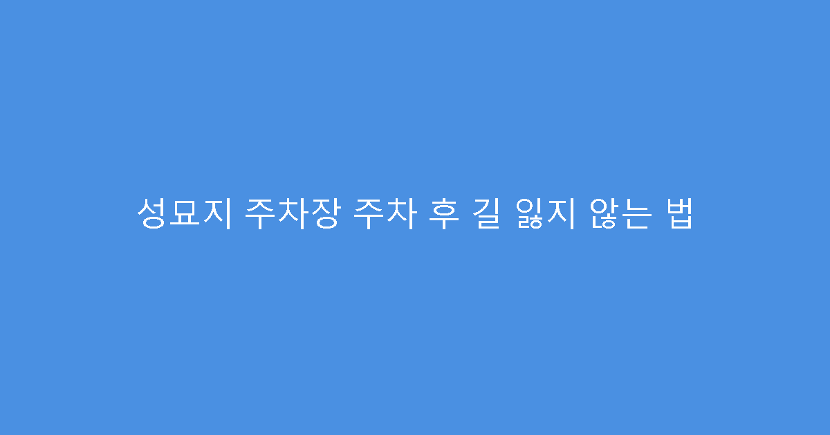 성묘지 주차장 주차 후 길 잃지 않는 법