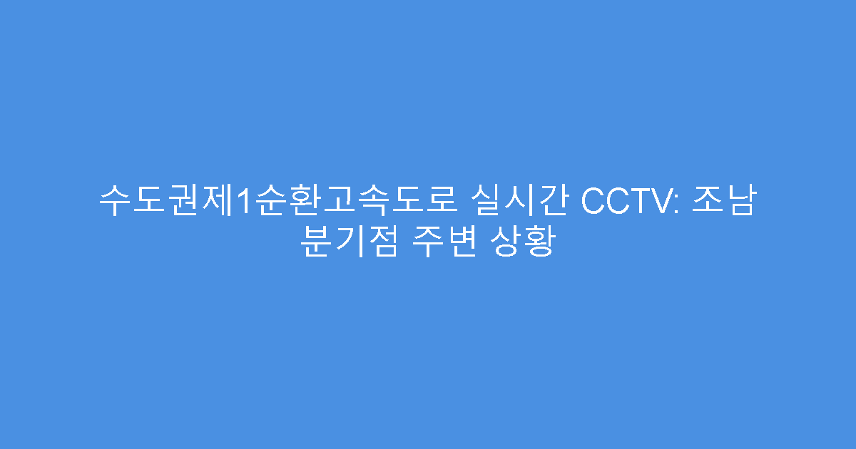 수도권제1순환고속도로 실시간 CCTV: 조남 분기점 주변 상황