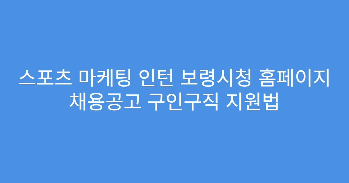 스포츠 마케팅 인턴 보령시청 홈페이지 채용공고 구인구직 지원법