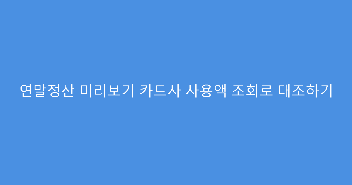 연말정산 미리보기 카드사 사용액 조회로 대조하기
