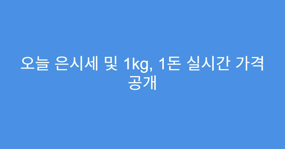 오늘 은시세 및 1kg, 1돈 실시간 가격 공개