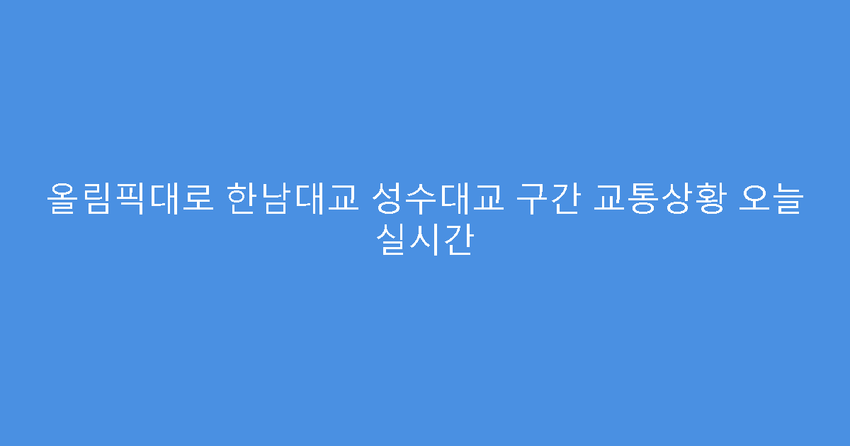 올림픽대로 한남대교 성수대교 구간 교통상황 오늘 실시간