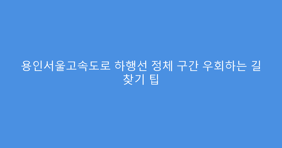 용인서울고속도로 하행선 정체 구간 우회하는 길 찾기 팁