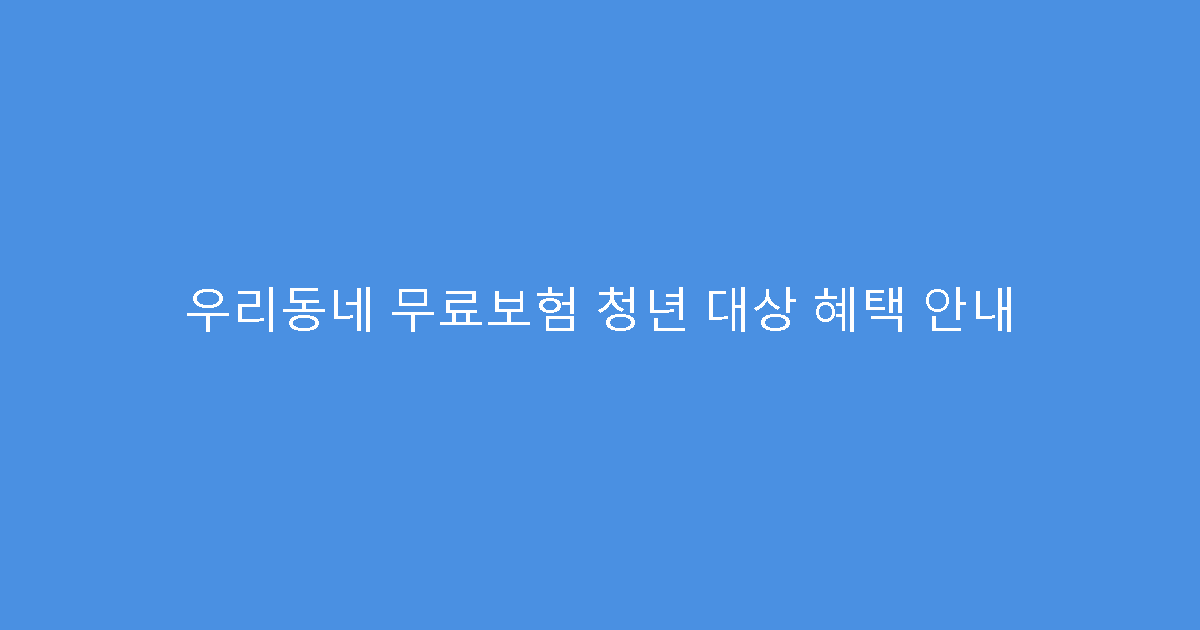 우리동네 무료보험 청년 대상 혜택 안내