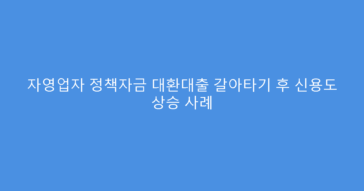 자영업자 정책자금 대환대출 갈아타기 후 신용도 상승 사례