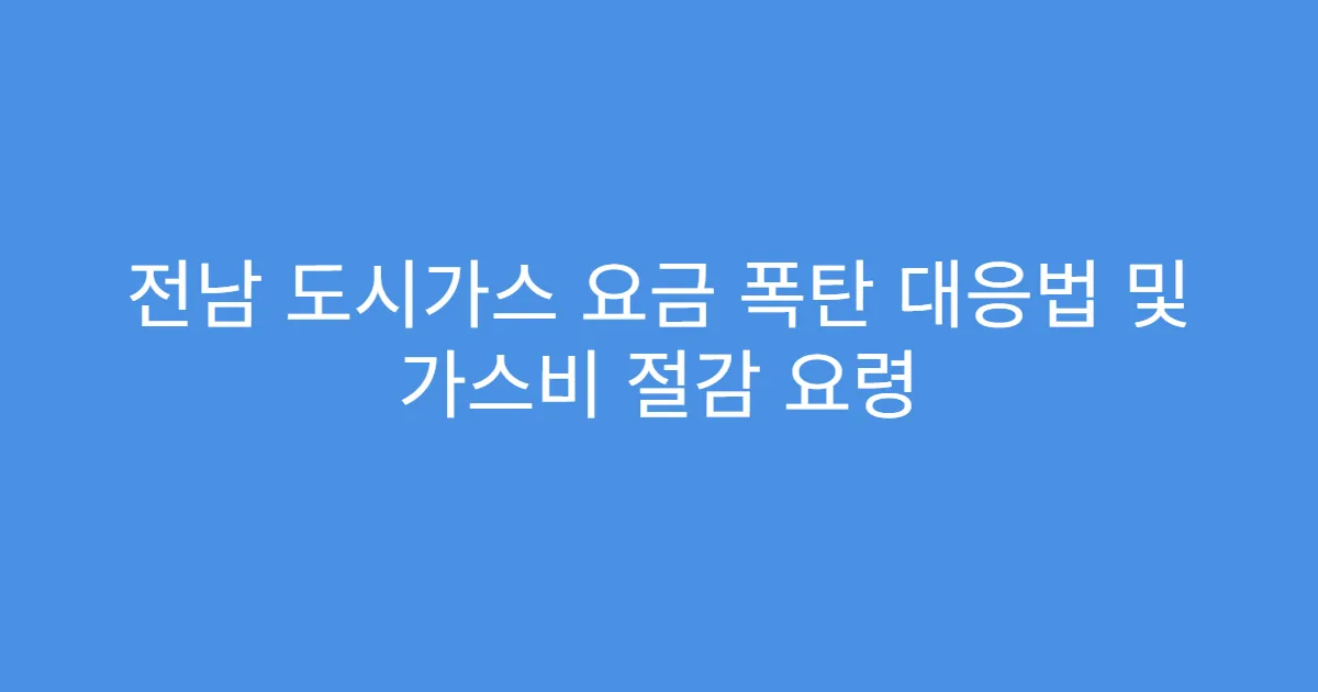전남 도시가스 요금 폭탄 대응법 및 가스비 절감 요령
