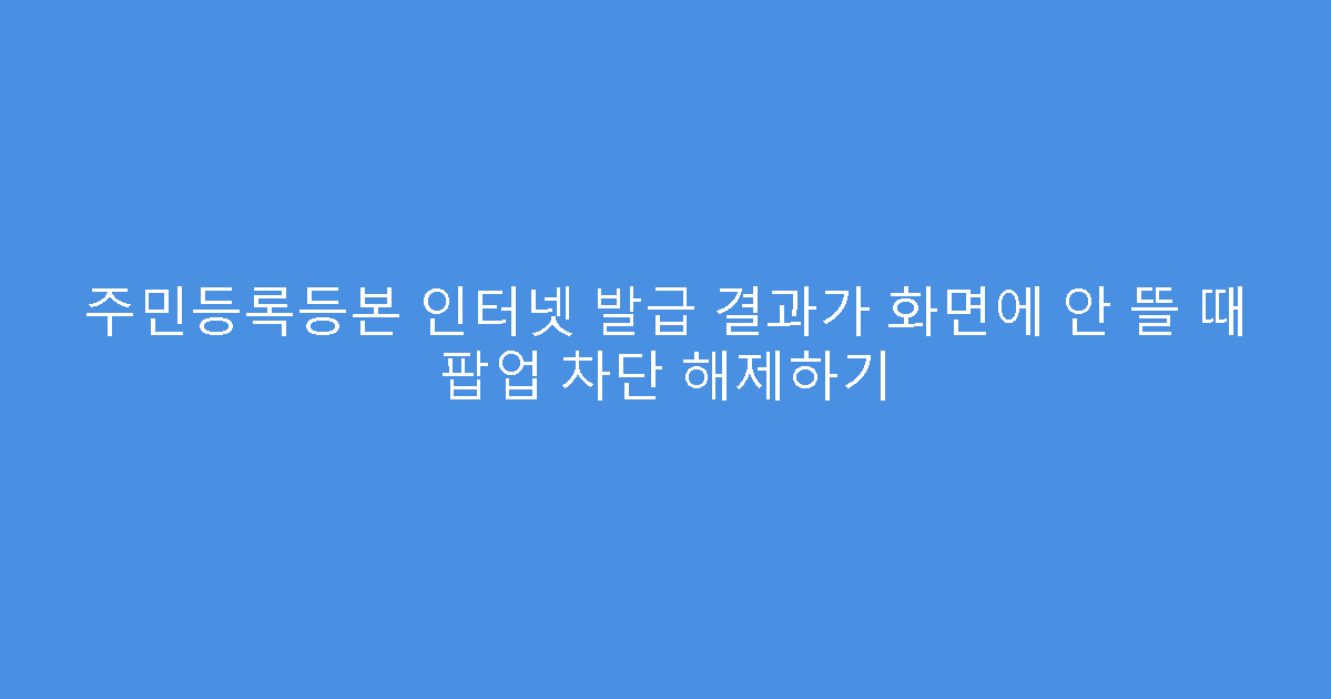주민등록등본 인터넷 발급 결과가 화면에 안 뜰 때 팝업 차단 해제하기