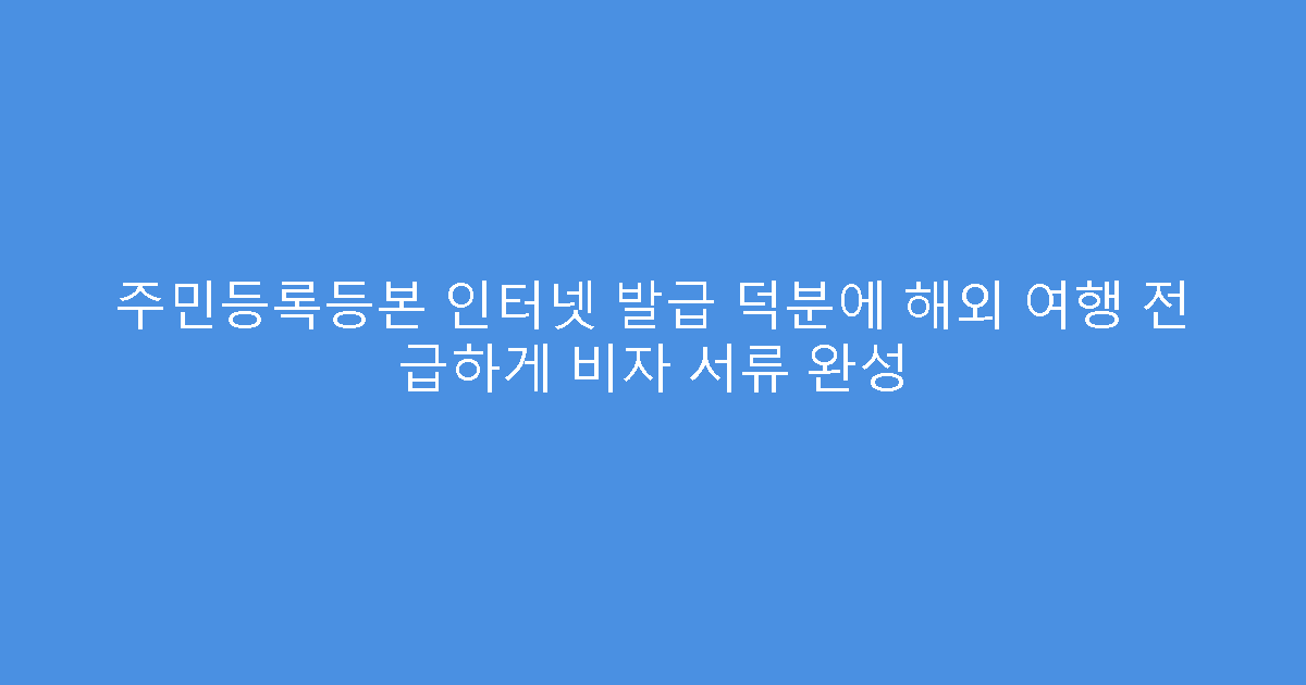 주민등록등본 인터넷 발급 덕분에 해외 여행 전 급하게 비자 서류 완성