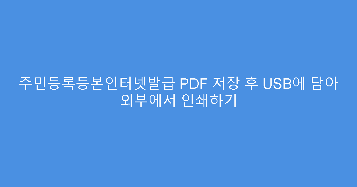 주민등록등본인터넷발급 PDF 저장 후 USB에 담아 외부에서 인쇄하기