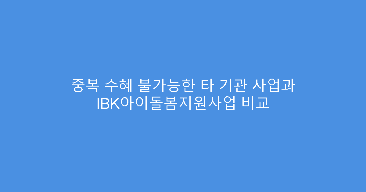 중복 수혜 불가능한 타 기관 사업과 IBK아이돌봄지원사업 비교