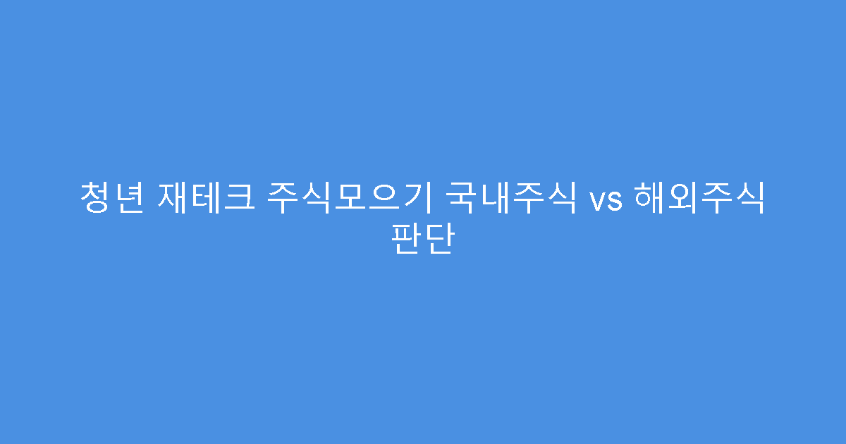 청년 재테크 주식모으기 국내주식 vs 해외주식 판단