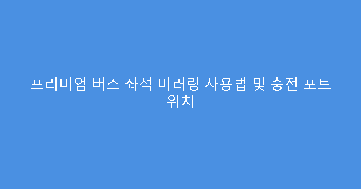 프리미엄 버스 좌석 미러링 사용법 및 충전 포트 위치