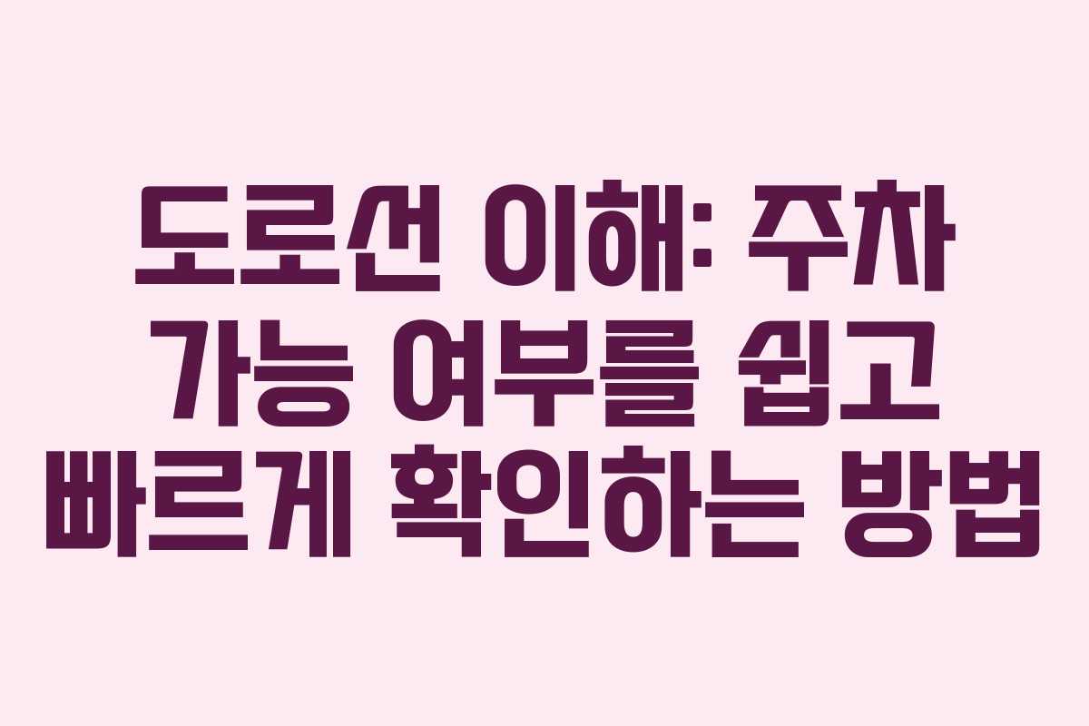 도로선 이해: 주차 가능 여부를 쉽고 빠르게 확인하는 방법