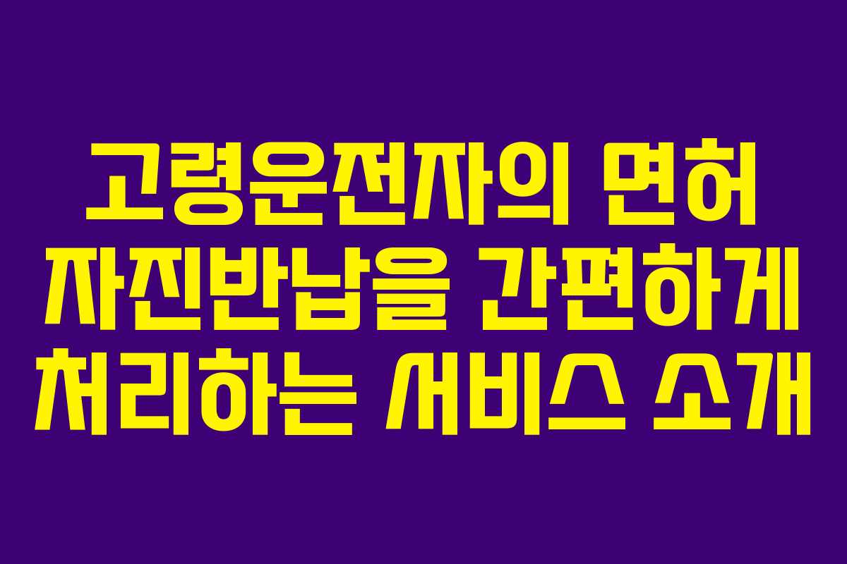 고령운전자의 면허 자진반납을 간편하게 처리하는 서비스 소개