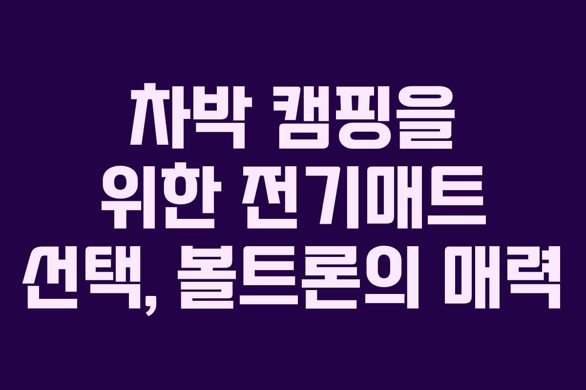 차박 캠핑을 위한 전기매트 선택, 볼트론의 매력