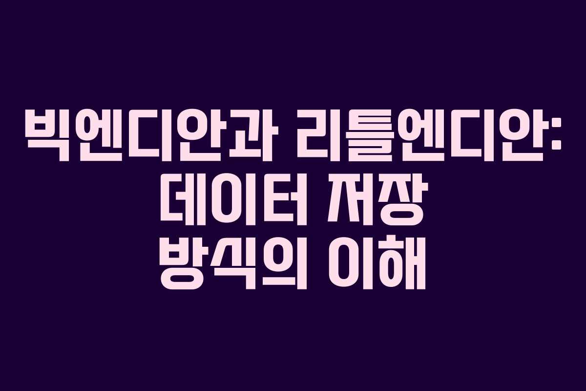 빅엔디안과 리틀엔디안: 데이터 저장 방식의 이해