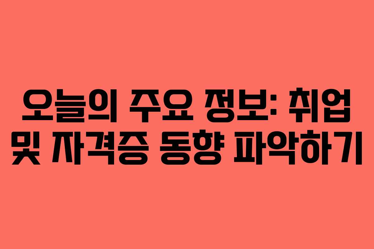 오늘의 주요 정보: 취업 및 자격증 동향 파악하기
