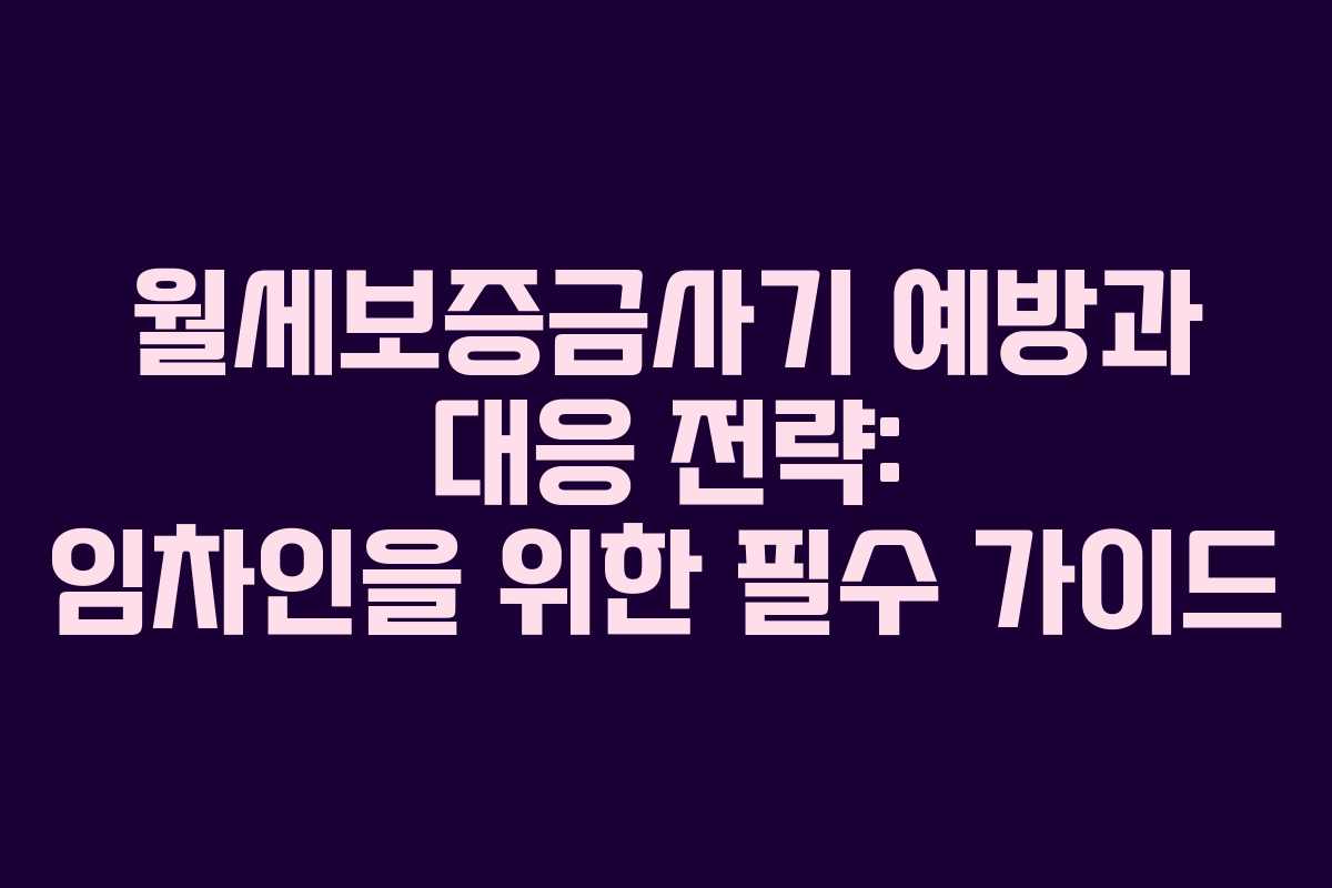 월세보증금사기 예방과 대응 전략: 임차인을 위한 필수 가이드