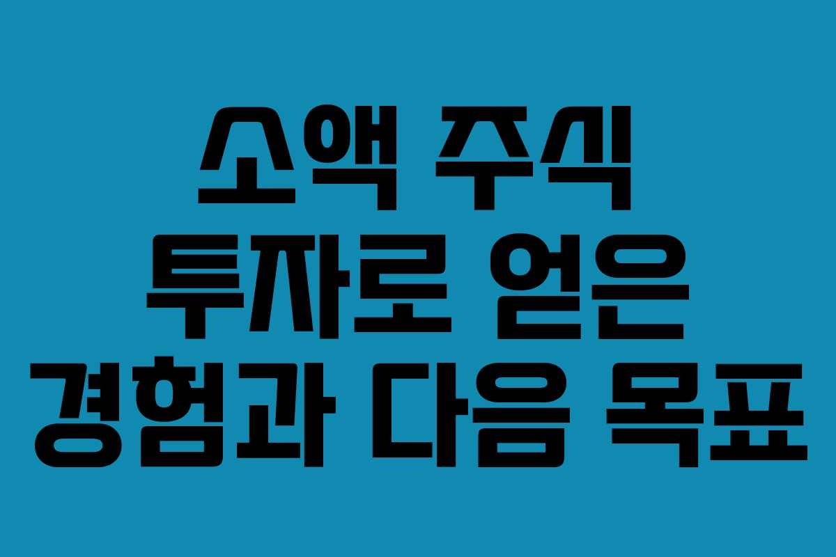 소액 주식 투자로 얻은 경험과 다음 목표
