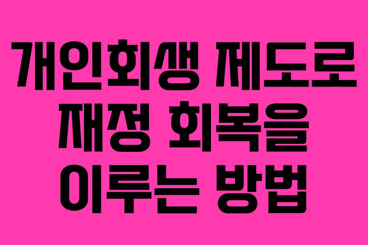 개인회생 제도로 재정 회복을 이루는 방법