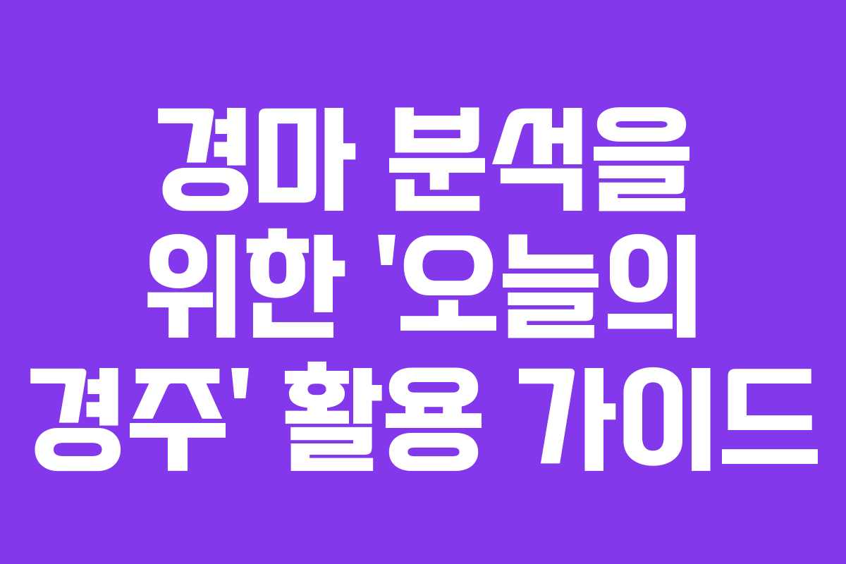 경마 분석을 위한 ‘오늘의 경주’ 활용 가이드