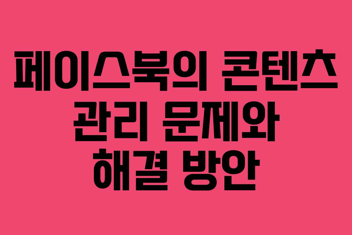 페이스북의 콘텐츠 관리 문제와 해결 방안