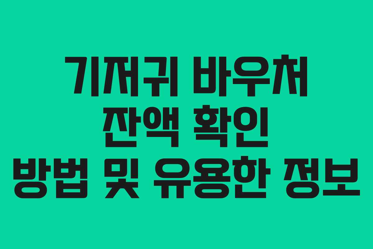 기저귀 바우처 잔액 확인 방법 및 유용한 정보
