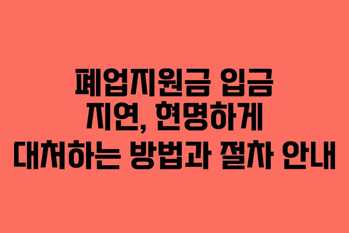 폐업지원금 입금 지연, 현명하게 대처하는 방법과 절차 안내