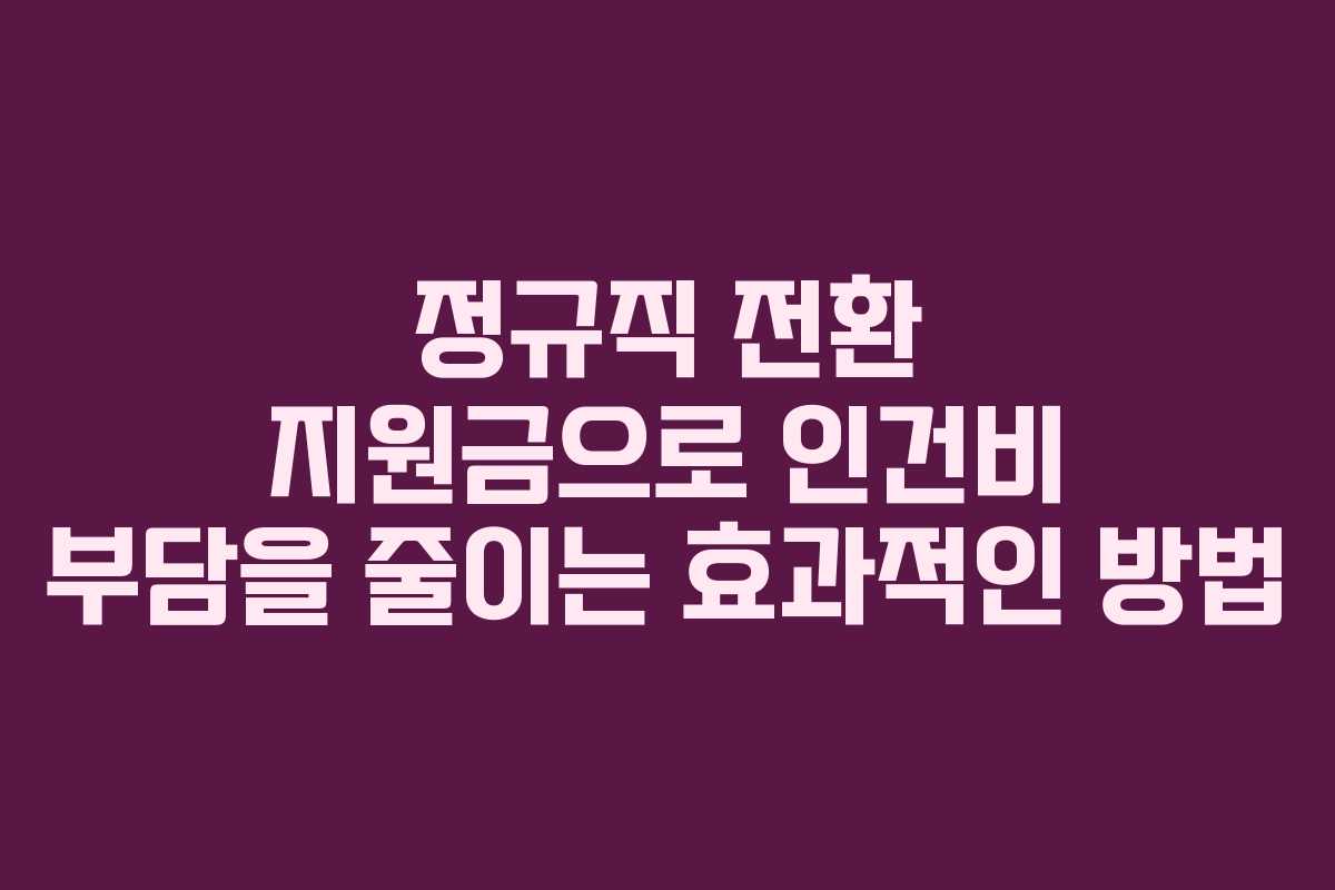 정규직 전환 지원금으로 인건비 부담을 줄이는 효과적인 방법