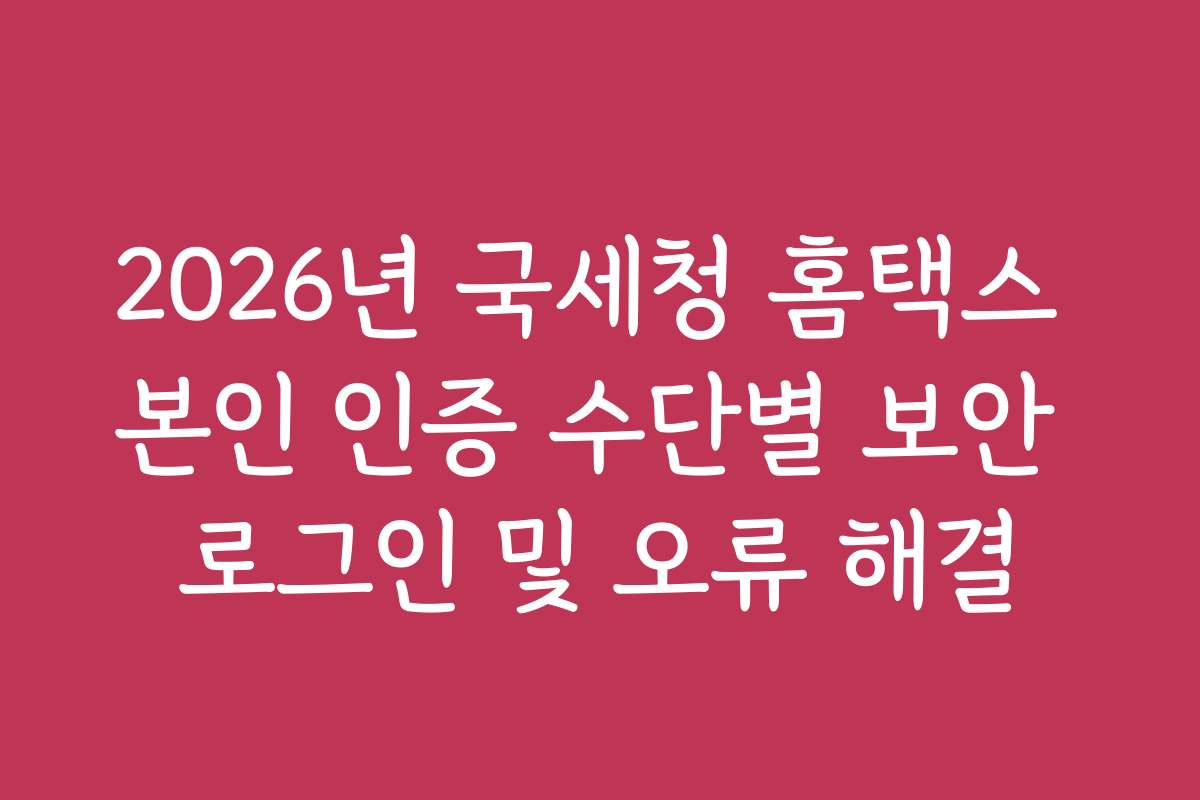 2026년 국세청 홈택스 본인 인증 수단별 보안 로그인 및 오류 해결