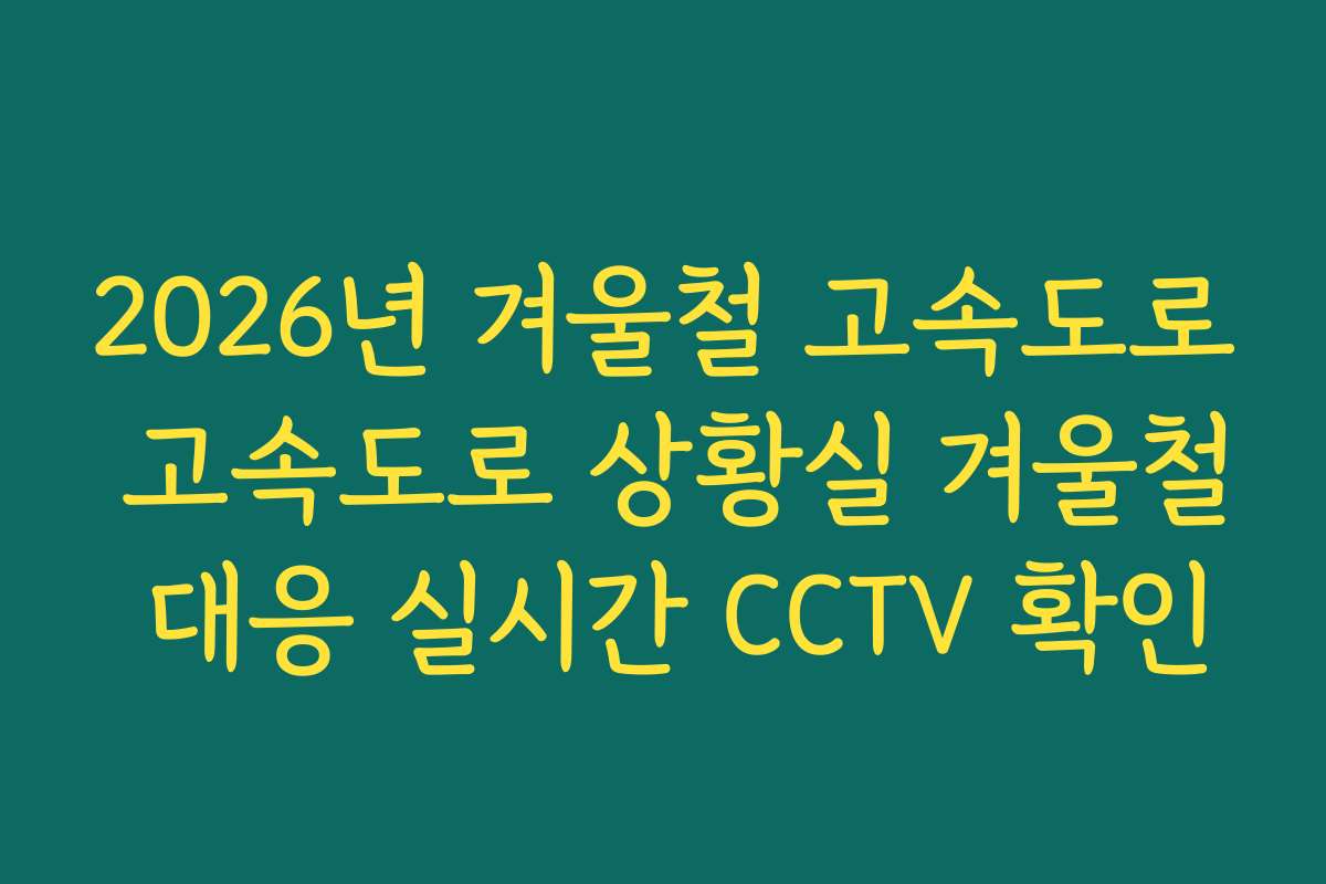 2026년 겨울철 고속도로 고속도로 상황실 겨울철 대응 실시간 CCTV 확인