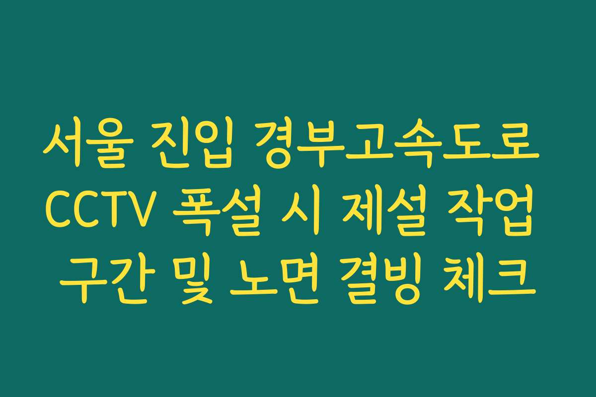 서울 진입 경부고속도로 CCTV 폭설 시 제설 작업 구간 및 노면 결빙 체크