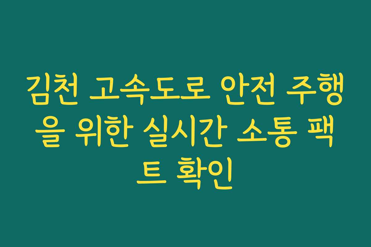 김천 고속도로 안전 주행을 위한 실시간 소통 팩트 확인