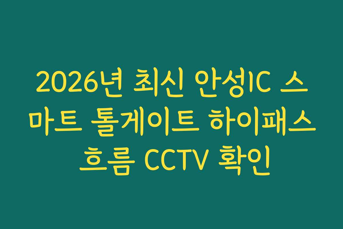 2026년 최신 안성IC 스마트 톨게이트 하이패스 흐름 CCTV 확인
