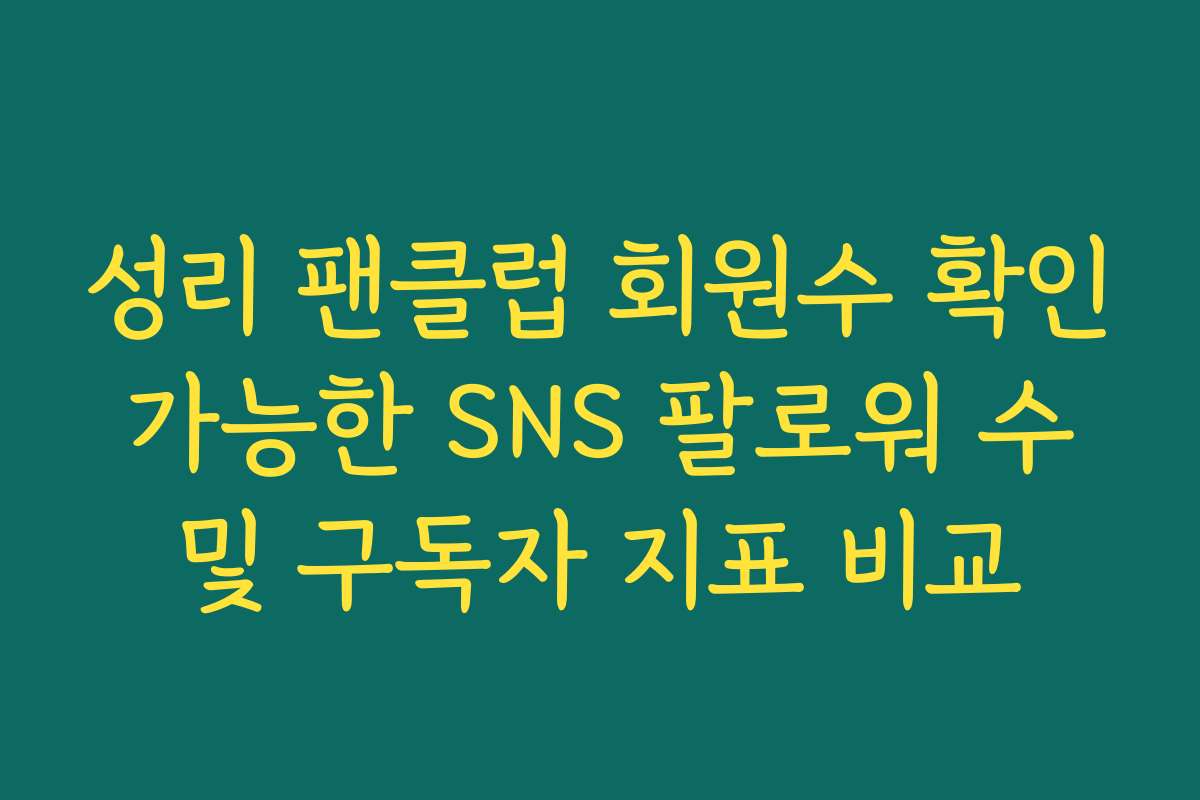 성리 팬클럽 회원수 확인 가능한 SNS 팔로워 수 및 구독자 지표 비교